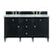 James Martin Vanities 60'' Double Vanity, Black Onyx w/ 3 CM Carrara White Marble Top 424-V60D-BKO-3CAR - alternate 1